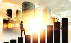 Businesswoman climbs ladder of success